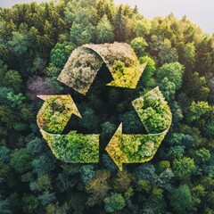 Poster - Circular economy practices for sustainable development forest environment green concept aerial view nature conservation