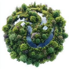 Poster - Sustainable circular economy practices initiative promoting public engagement in nature conservation urban landscapes infographic aerial view eco-friendly concept