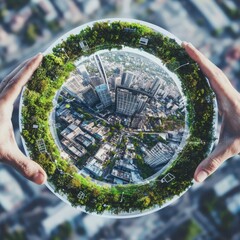 Poster - Innovative circular economy practices enhancing user engagement in urban environments aerial perspective sustainability insights
