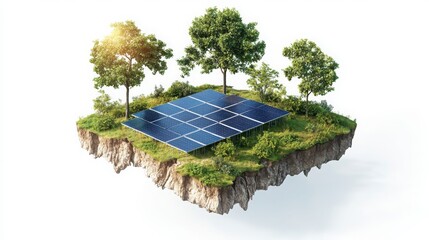 Poster - Sustainable energy solutions renewable energy initiative on floating green island nature scene digital art climate change focus