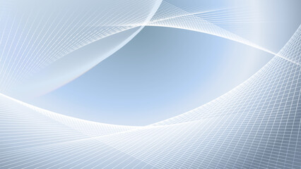Aufkleber - Modern abstract silver white gradient background with flowing wave lines. Digital futuristic technology concept.