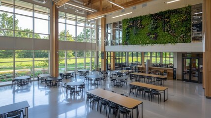 Aufkleber - Collaborative learning space in biophilic designed green environment modern educational facility open viewpoint nature-inspired design