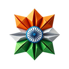 origami indian flag tricolor star on tranasprent background