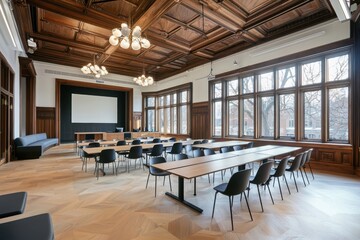 Aufkleber - Collaborative learning space in a historic building modern classroom design educational facility urban setting interior view innovative concept