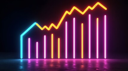 Wall Mural - Neon Performance Graph with Bright Colors and Dynamic Design Elements