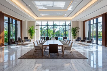 Poster - Collaborative learning space in a luxury villa private meeting room modern design indoor environment wide angle view productive atmosphere