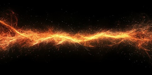 Wall Mural - Abstract fiery energy stream on black background.