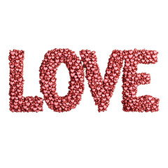 Poster - Red hearts form the word LOVE. isolated transparent background