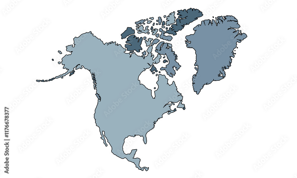Map of North America, isolated on white background. Vector EPS.10 Stock ...