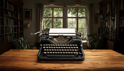 Fototapete - Generated image. Typewriter on the old table in the old room. World Typing Day