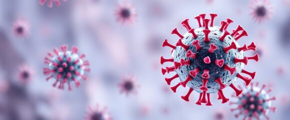 Poster - Microscopic view of HMPV Human metapneumovirus virus particle medical research imagery
