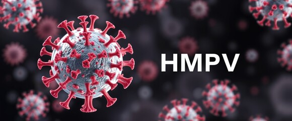 Poster - Microscopic view of Human Metapneumovirus HMPV single stranded RNA virus