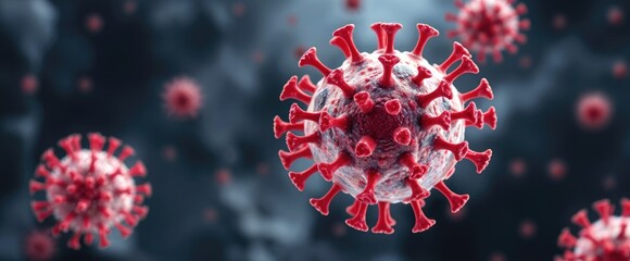 Poster - Microscopic view of Human Metapneumovirus HMPV particles Negative sense single stranded RNA virus