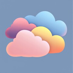 Poster - Colorful, pastel clouds in soft hues of pink, blue, and yellow against a calming blue background.