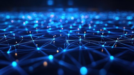 Fototapete - Abstract Network Connection Global Digital Data Flow Visualization Futuristic Technology Background