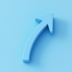 Poster - A light blue curved arrow pointing upwards against a soft blue background, symbolizing growth and direction.