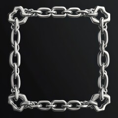 Poster - A metallic square chain frame featuring interlocking links on a dark background.