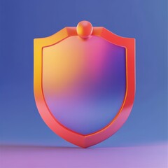 Poster - Vibrant, colorful shield icon symbolizing protection and security against a gradient background.