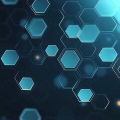 Poster - a captivating abstract background featuring hexagonal shapes in shades of blue and teal.