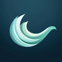 Poster - abstract illustration of flowing teal waves on a dark background, conveying smooth movement and eleg