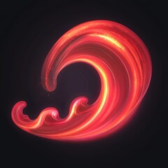 Poster - A vibrant, glowing wave in shades of red against a dark background, exuding energy and motion.