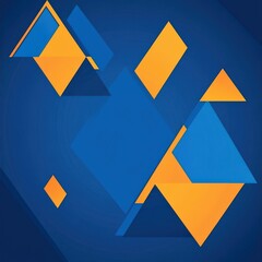Poster - Vibrant geometric abstract design in blue and orange hues.