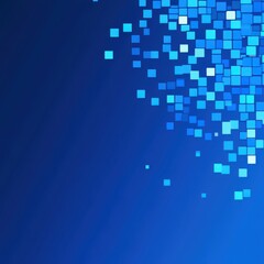 Poster - Abstract blue background with scattered squares creating a dynamic digital effect.