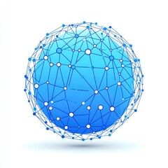 Poster - Abstract blue network globe representing connectivity and technology in a digital world.