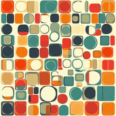 Poster - A vibrant abstract pattern featuring colorful geometric shapes in various sizes and tones.