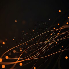 Poster - Abstract swirling orange lines and dots on a dark background creating a dynamic and energetic atmosphere.