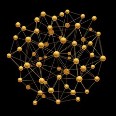 Poster - Abstract network illustration featuring interconnected golden nodes against a black background.
