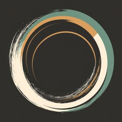 Poster - Abstract circular brushstroke design with earthy tones on a black background.