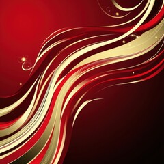 Poster - Fluid red and gold abstract waves create a dynamic and elegant design.