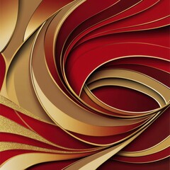 Poster - Luxurious red and gold abstract background with elegant swirling patterns.