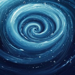 Poster - A mesmerizing swirl of deep blue water, creating a captivating spiral pattern with sparkling droplets.