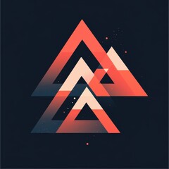 Poster - Abstract geometric mountains in vibrant coral and teal tones against a dark background.