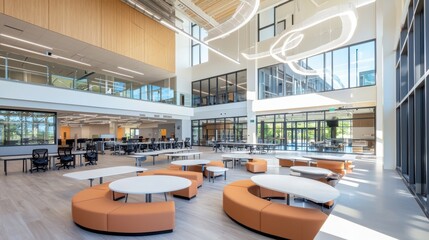 Poster - Collaborative learning space featuring customer feedback integration modern office environment open design interior view innovative concept
