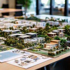 Poster - Community development strategies for sustainable architecture projects in urban environments detailed planning models and visual presentations