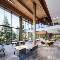 Poster - Collaborative learning space in a national park a modern architectural design blending nature and functionality
