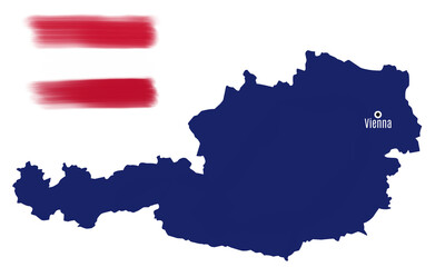 Wall Mural - silhouette map of austria with flag