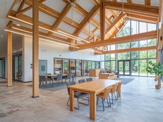 Poster - Collaborative learning space for community engagement rural center architectural design bright environment wide view innovative concept