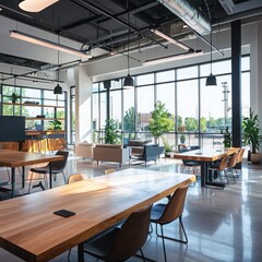 Poster - Innovative collaborative learning space design for startups modern office environment interior photography bright and open layout