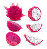 dragon fruit, pitaya slice isolated on white background