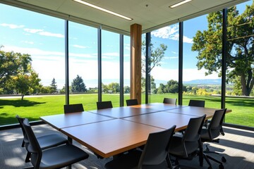 Poster - Collaborative learning space university campus meeting room modern environment bright view study concept