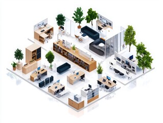 Poster - Collaborative learning space with traditional elements modern office environment digital render indoor setting innovative design concept