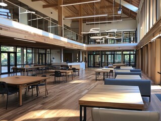 Aufkleber - Collaborative learning space blending traditional and modern design educational facility open environment indoor viewpoint innovative concept