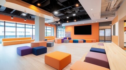 Poster - Collaborative learning space for accessibility educational hub modern environment inviting design inclusive concept