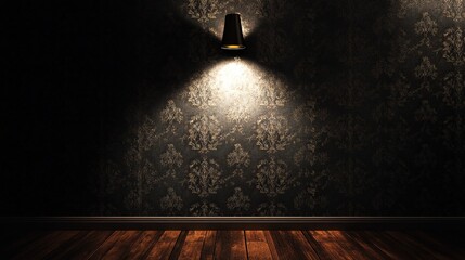Poster - A dark wallpaper is illuminated by a single spotlight, creating a dramatic and moody atmosphere in stock photo, HD image