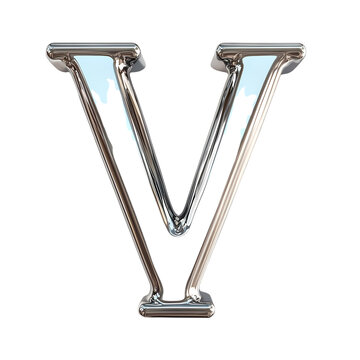 3D metallic letter isolated on transparent background