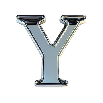 3D metallic letter isolated on transparent background